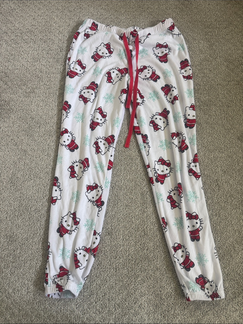 Hello Kitty White Pajama Pants with Red Accents